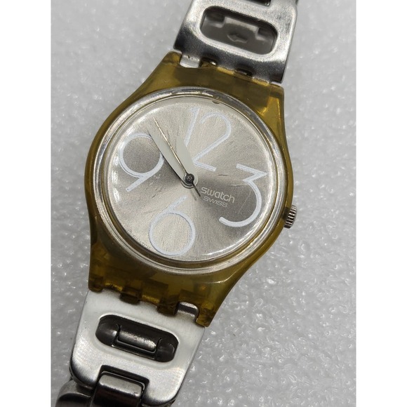 Swatch 2002 Big White numbers Metal bracelet Vintage Starburst Silver Dial Jelly - Picture 2 of 8